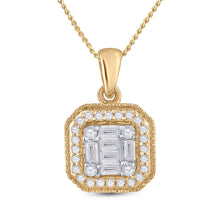  14k Yellow Gold Womens Round Diamond Cushion Cluster Pendant 1/4 Cttw