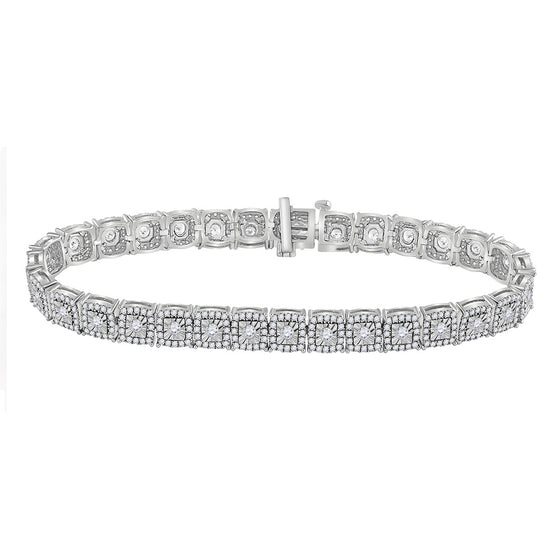 10k White Gold Womens Round Diamond Tennis Bracelet 3 Cttw