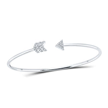 10k White Gold Womens Round Diamond Arrow Bangle Bracelet 1/10 Cttw