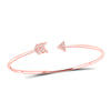 10k Rose Gold Womens Round Diamond Arrow Bangle Bracelet 1/10 Cttw