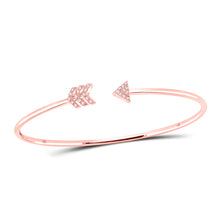  10k Rose Gold Womens Round Diamond Arrow Bangle Bracelet 1/10 Cttw