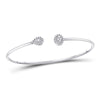 10k White Gold Womens Round Diamond Cluster Bangle Bracelet 1/5 Cttw