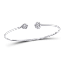  10k White Gold Womens Round Diamond Cluster Bangle Bracelet 1/5 Cttw