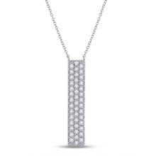  10k White Gold Womens Round Diamond Vertical Bar Necklace 1/4 Cttw