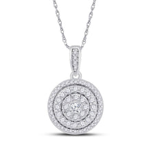  10k White Gold Womens Round Diamond Circle Cluster Pendant 1/2 Cttw