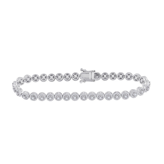 14k White Gold Womens Round Diamond Tennis Bracelet 2 Cttw