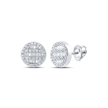  10k White Gold Baguette Diamond Circle Cluster Earrings 1/3 Cttw