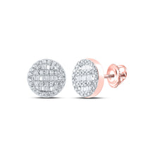  10k Rose Gold Womens Baguette Diamond Circle Cluster Earrings 1/3 Cttw
