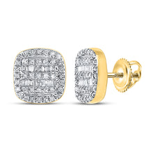 10k Yellow Gold Baguette Diamond Square Earrings 1/3 Cttw