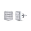 10k White Gold Womens Baguette Diamond Square Earrings 1/3 Cttw