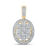 10k Yellow Gold Mens Round Diamond Oval Charm Pendant 2 Cttw