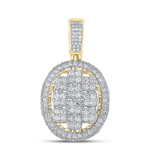  10k Yellow Gold Mens Round Diamond Oval Charm Pendant 2 Cttw