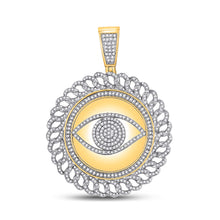  10k Yellow Gold Mens Round Diamond All Seeing Eye Circle Charm Pendant 1-3/4 Cttw