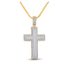 10k Yellow Gold Mens Baguette Diamond Cross Charm Pendant 2-3/4 Cttw