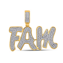  10k Yellow Gold Mens Round Diamond Fam Phrase Charm Pendant 1 Cttw