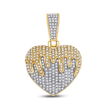  10k Yellow Gold Mens Round Diamond Melting Heart Charm Pendant 3/4 Cttw