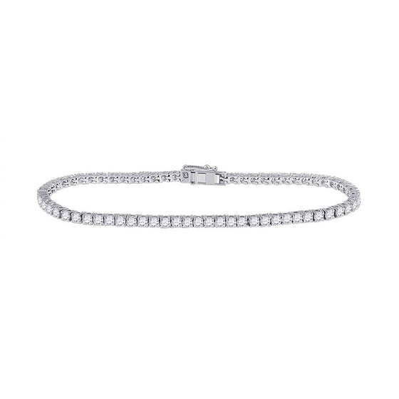 14k White Gold Womens Round Diamond Tennis Bracelet 4 Cttw