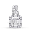 14k White Gold Womens Baguette Diamond Square Pendant 3/8 Cttw