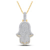 14k Yellow Gold Mens Round Diamond Hamsa Hand Charm Pendant 4 Cttw
