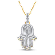  14k Yellow Gold Mens Round Diamond Hamsa Hand Charm Pendant 4 Cttw