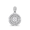 14k White Gold Womens Round Diamond Circle Cluster Pendant 3/8 Cttw