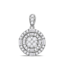  14k White Gold Womens Round Diamond Circle Cluster Pendant 3/8 Cttw
