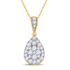 14k Yellow Gold Womens Round Diamond Teardrop Cluster Pendant 1/2 Cttw