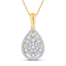  14k Yellow Gold Womens Baguette Diamond Teardrop Pendant 1/2 Cttw