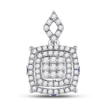  14k White Gold Womens Round Diamond Square Cluster Pendant 1/2 Cttw