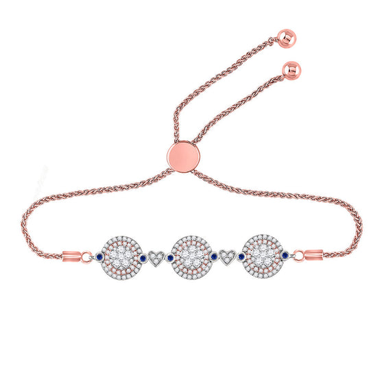 10k Two-tone Gold Womens Round Diamond Bolo Bracelet 1 Cttw