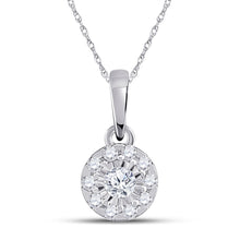  10k White Gold Womens Round Diamond Cluster Pendant 1/6 Cttw