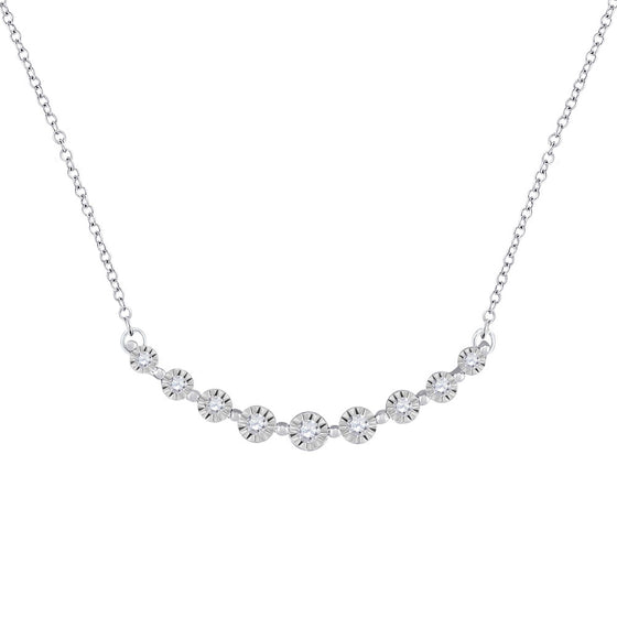 10k White Gold Womens Round Diamond Fashion Necklace 1/5 Cttw