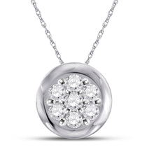  10k White Gold Womens Round Diamond Flower Cluster Pendant 1/10 Cttw