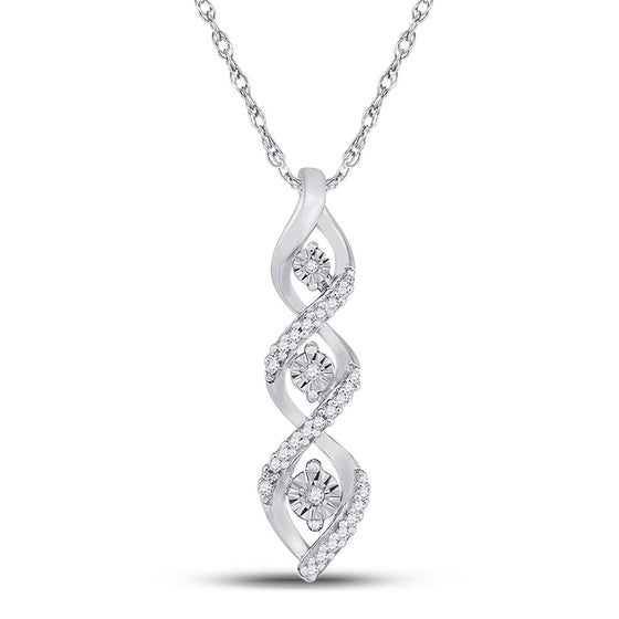 10k White Gold Womens Round Diamond Twist Fashion Pendant 1/10 Cttw
