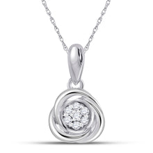  10k White Gold Womens Round Diamond Cluster Pendant 1/20 Cttw