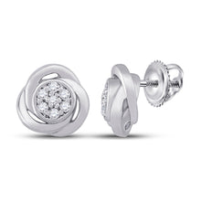  10k White Gold Womens Round Diamond Cluster Earrings 1/10 Cttw