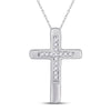 10k White Gold Womens Round Diamond Cross Pendant 1/20 Cttw