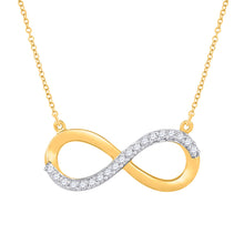  10k Yellow Gold Womens Round Diamond Infinity Necklace 1/20 Cttw