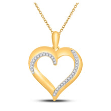  10k Yellow Gold Womens Round Diamond Heart Pendant 1/10 Cttw