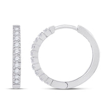  10k White Gold Womens Round Diamond Hoop Earrings 1/4 Cttw