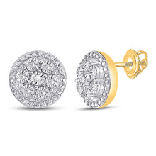  10k Yellow Gold Womens Round Diamond Illusion Cluster Earrings .01 Cttw