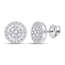  10k White Gold Womens Round Diamond Cluster Earrings .01 Cttw