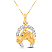  10k Two-tone Gold Womens Round Diamond Lucky Horseshoe Charm Pendant 1/10 Cttw