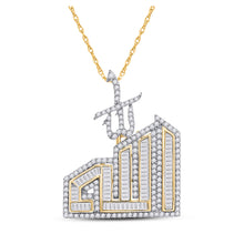  10k Yellow Gold Mens Baguette Diamond Allah Islam Charm Pendant 1-1/4 Cttw