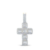 10k Yellow Gold Mens Baguette Diamond Cross Charm Pendant 1-7/8 Cttw