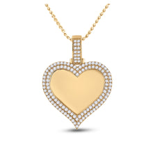  14k Yellow Gold Mens Round Diamond Heart Picture Memory Pendant 2-1/2 Cttw