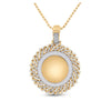 14k Yellow Gold Mens Round Diamond Cuban Link Circle Picture Memory Pendant 3-1/4 Cttw
