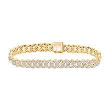  10k Yellow Gold Mens Round Diamond Cuban Link Bracelet 2 Cttw
