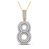 10k Yellow Gold Mens Round Diamond Number 8 Charm Pendant 1-5/8 Cttw