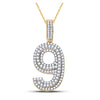 10k Yellow Gold Mens Round Diamond Number 9 Charm Pendant 1-5/8 Cttw